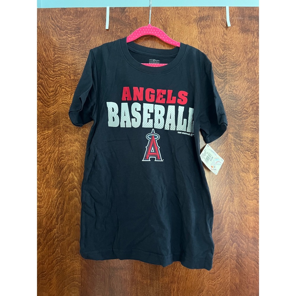 NEW Team Athletics MLB Los Angeles Angels TShirt Kids Size M 8/10 Navy Blue Logo